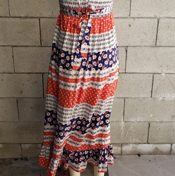 Voom 60s 70s mod inspired silk floral maxi dress - Picture 3 of 4